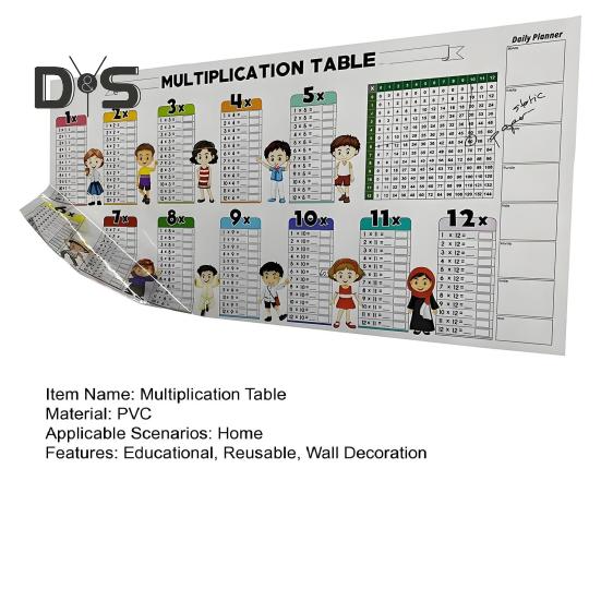 Dry Erase Color Multiplication Table Kids Students Educational Reusable Multiplication Chart Math Board Classroom Walls Doors Chalkboard Decoration