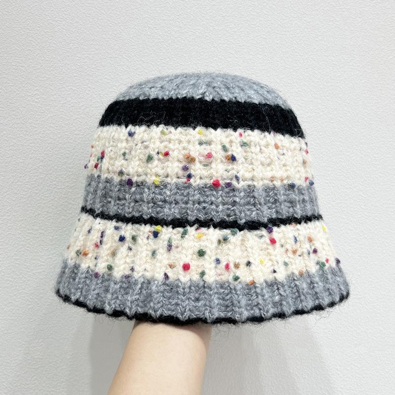 Dzianinowy Kapelusz Rybacki dla Kobiet Jesień i Zima Ciepła Ochrona Uszu Wszechstronny Kapelusz Bucket z Przędzy