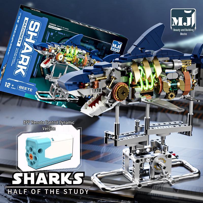 MeiJi 13059 Tier-Modellbausteine: Mechanisches Wal, Hai, Dinosaurier, Papagei, Gottesanbeterin Steckbausatz Spielzeug
