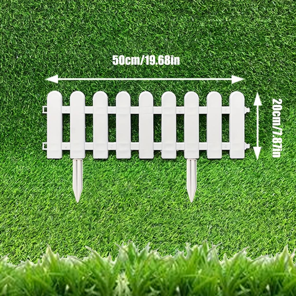 6pcs Garden Fence with 12 Ground Sockets - Decorative Garden Edge, Lawn Edge and Flower Bed Barrier - Ideal Choice for Wedding and Home Decoration