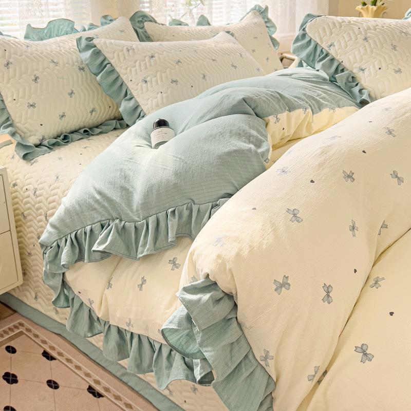 Mei Yun Ge Yun Gan Jacquard Double layer Yarn Bed Cover Han Edition Four piece Set