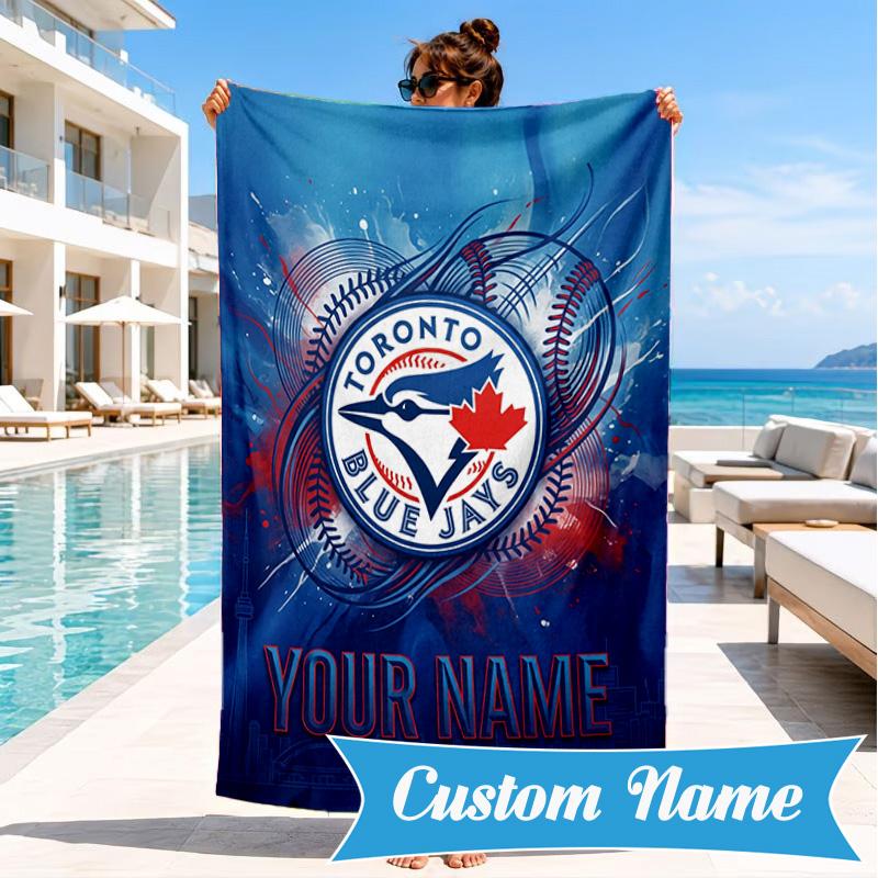 Custom Name Torontos baseball Personalized Microfiber Beach Towel, Quick-Dry, Ideal for Summer Travel, Beach Essential, Swimming