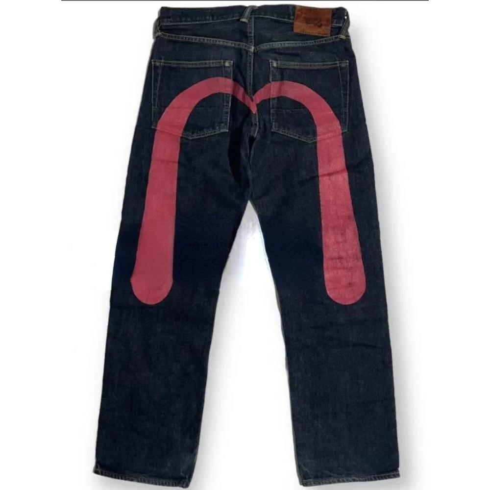 RogueWave Gotico Y2K Retro Streetwear Nero Cargo Punk Vintage Stampa Kpop Pantaloni Denim Gamba Larga