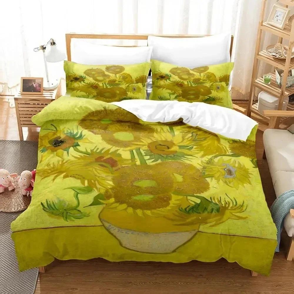 Luxury New 3D Print Van Gogh Bedding Set Duvet Cover Bed Set Quilt Cover Pillowcase King Queen Size Boys Adult Bedding Set