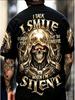 Men's Skull Full Back Print Short Sleeve T-Shirt Hardcore Dark Style Casual Top A Fashionable and Perfect Gift