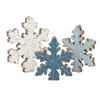 Wooden Snowflake Ornaments Set of 3 - Winter Holiday Hanging Decorations for Home