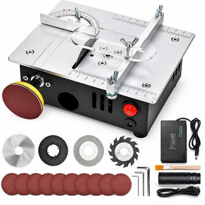 Mini Desktop Saw Machine Aluminum Alloy Multifunctional Cutting Tool with 4 Saw Blades EU Plug