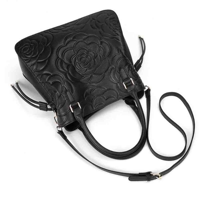 High Quality Embossed Women's Bag Flower Texture Handbag Niche Large Capacity Removable Messenger Bag