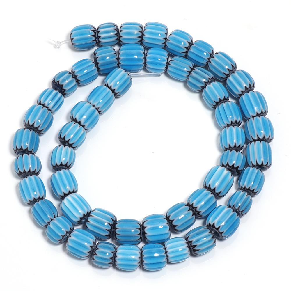 1 Strand 8mm Pumpkin Shape Lampwork Beads Cylinder Glazed Glass Beads For Diy Jewelry Making Necklace Bracelet  Accessories