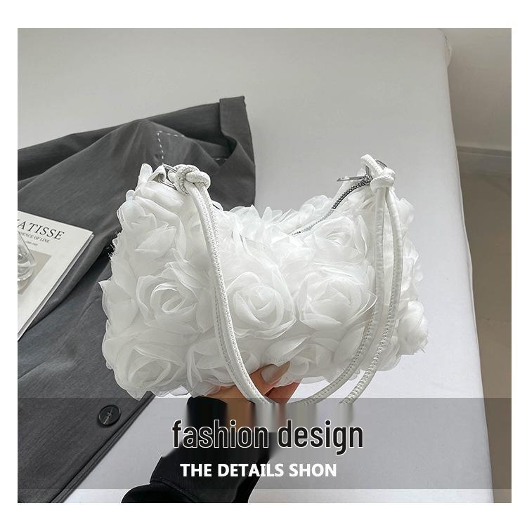 2025 Süße Blume Koreanischer Stil Schulterhandtasche - Frisch & Schlicht Lässiges Achseldesign für Herbst/Winter
