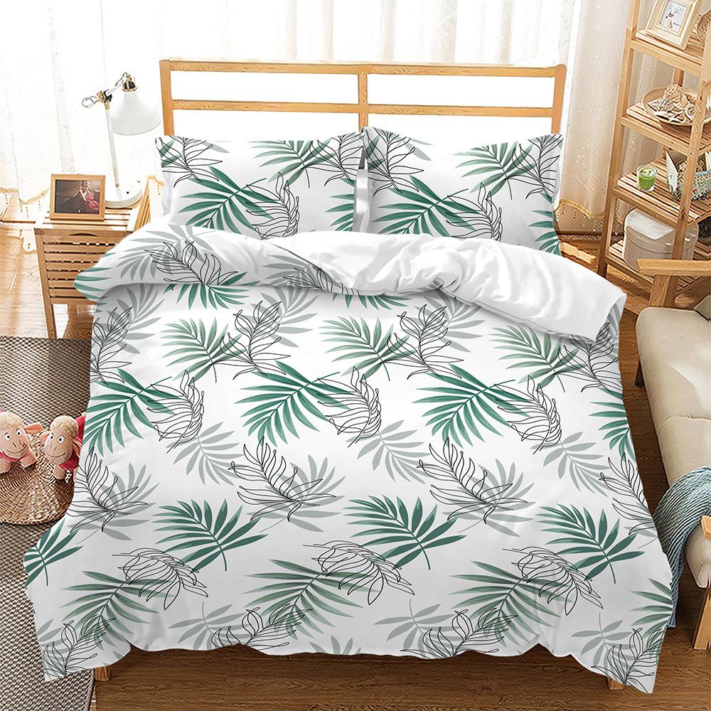 Bedding Three-Piece Set Quilt Cover Pillowcase 3D Digital Printing Plant Leaf Fruit Kit