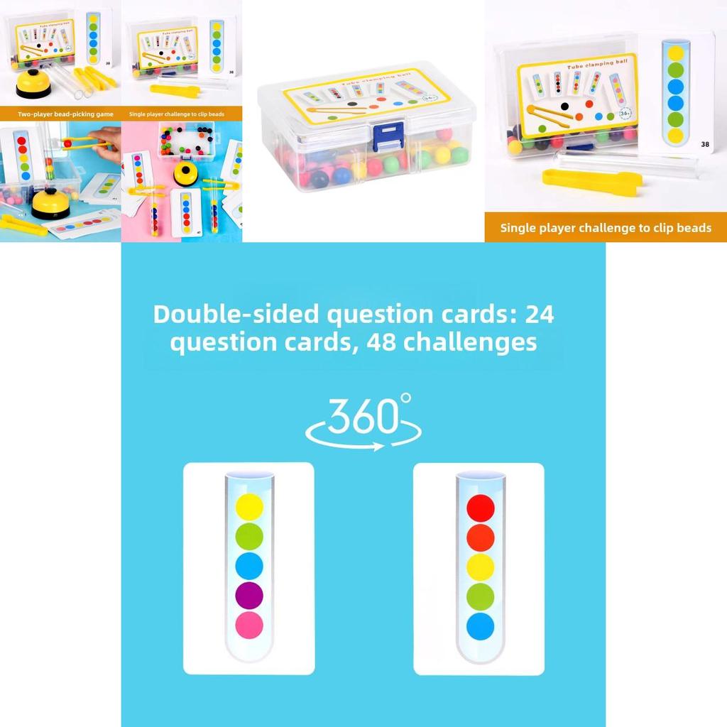 Wooden Double Tube Bead Clip Toy For Kids Fine Motor Skills Development