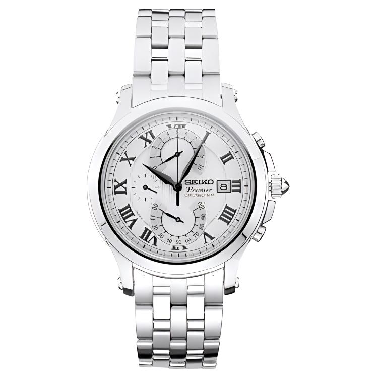 SEIKO Premier 100m Water Resistant Quartz Movement Stainless Steel Strap Watch Men s Watches SPC065J1