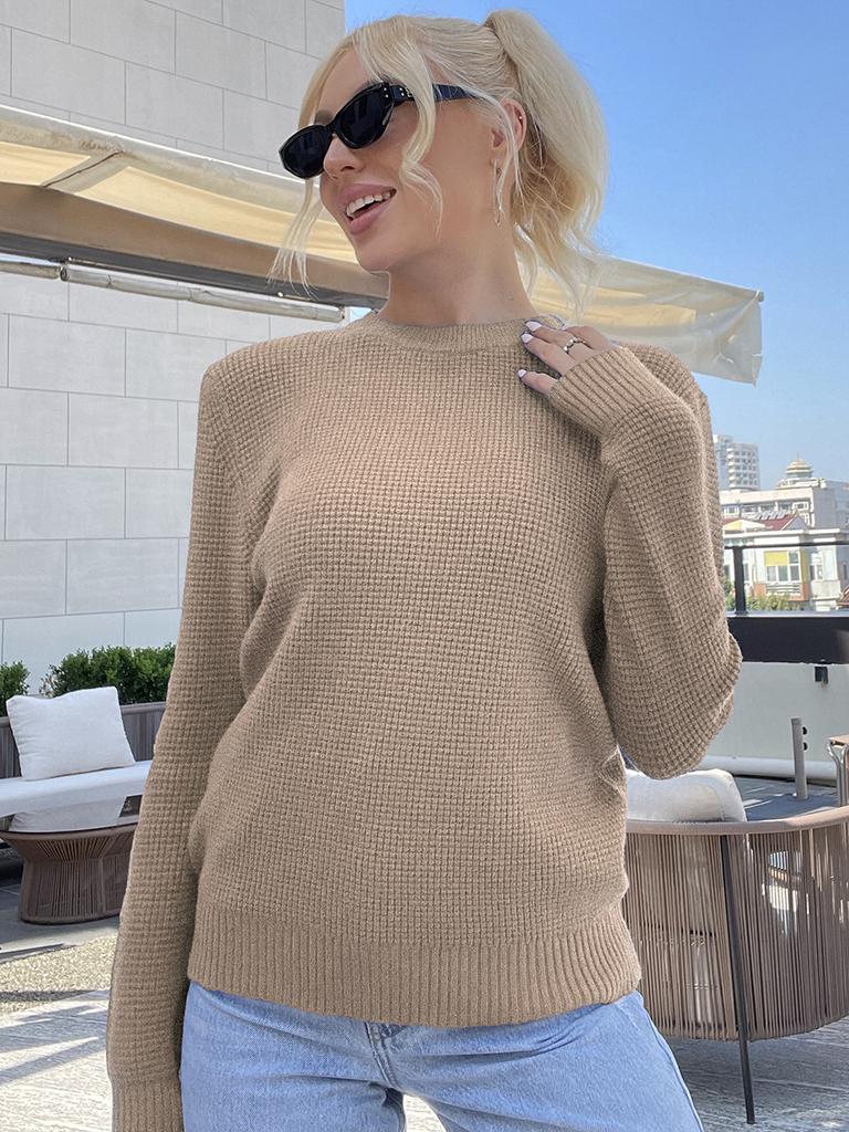 Cinemore Wiosna Jesień Damski Sweter Jednolity Oversize Casualowe Pulowery Ciepły Podstawowy Top z Długim Rękawem Okrągły Dekolt Dzianinowy Sweter Sweter