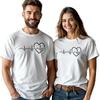 Heartbeat Ekg Matching Couple Tshirt Set Line Art Romantic Valentine Engagement