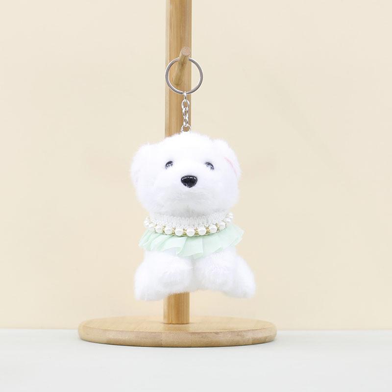 

Dog Plush Cute Keychain Lovely Stuffed Animal Bag Charm In Green Blue Pink White Green Pearl Dog