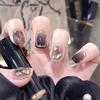 24Pcs Pink Silver Glitter Diamond Fake Nails Long Ballerina Press On Nails Reusable False Nail Tips Set