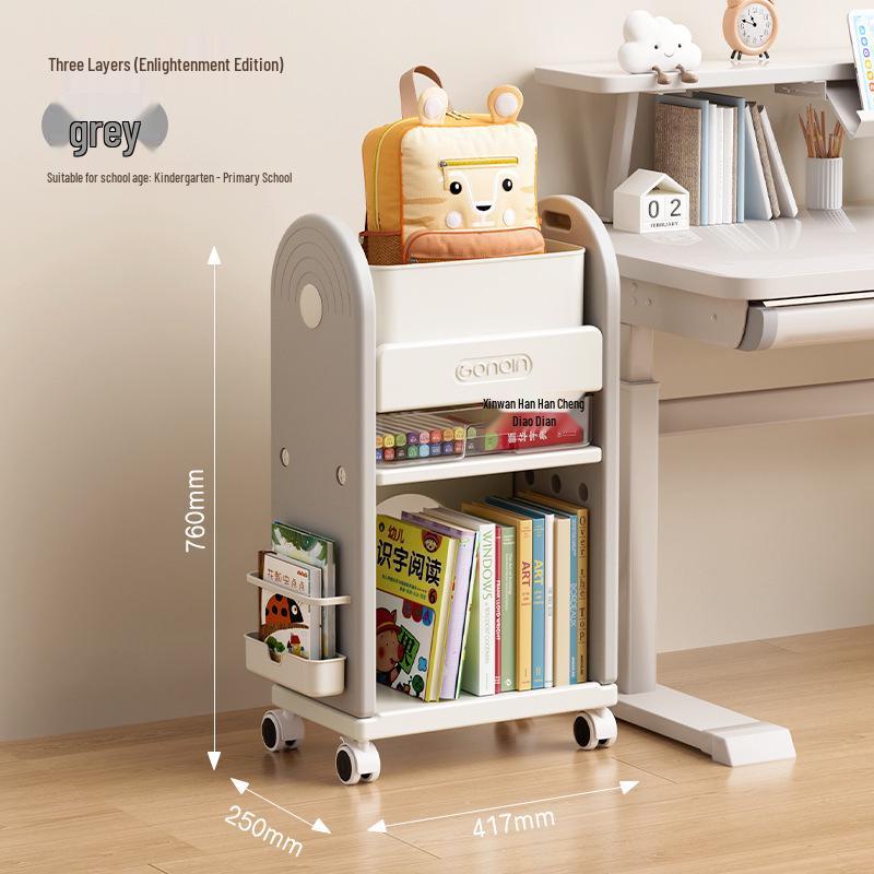 Fünfstöckiges Kinderbücherregal & Mobiles Aufbewahrungsregal, Mehrstöckiges Bücherregal & Rollwagen für Rucksäcke