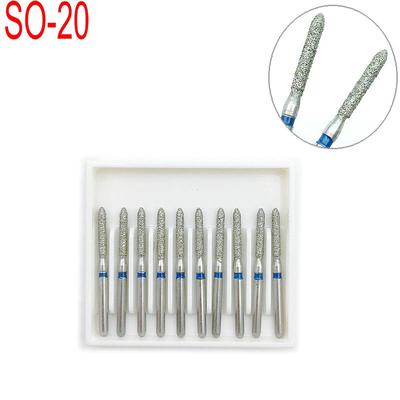 10 vnt/dėžutė SO-21 Dental Deimantiniai gręžtuvai Odontologijos kapai Dia-burs, skirti didelio greičio rankinio įrankio rankenos skersmuo 1,6 mm odontologo įrankiai