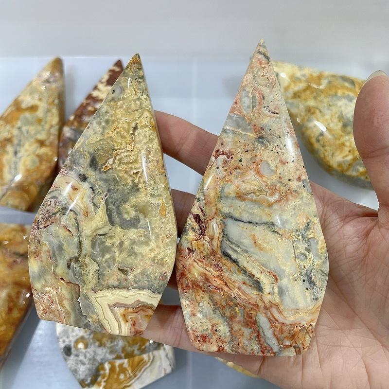 Natural Polished Crazy Lace Agate Ornament Healing Stone Crystal Quartz for Home Decoration 4-5inch(10.16-12.70cm) жёлтый