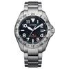 PROMASTER Series 200 Meters Waterproof Battery Reminder Charging Protection Light Quartz Steel Strap 38.6mm Men's Watch Black Dial BJ7150-50E