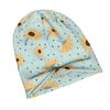ZLIENSZUS Adult Beanie Hat with Mint Blue & Yellow Daisy Print - Flat Stem Winter Suitable for Streetwear, Layering for Fall Outfits, Casual Weekend F