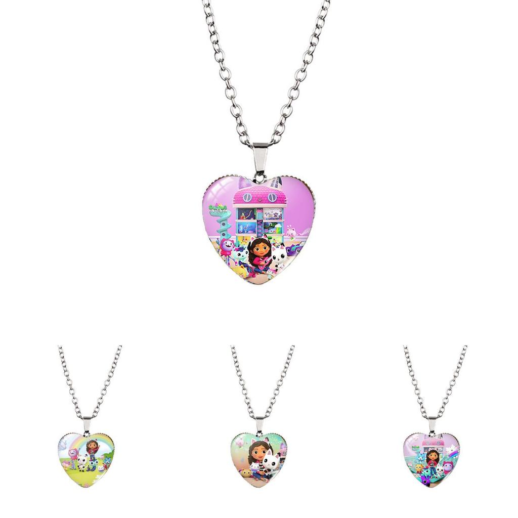 Gabbys Dollhouse Stylish Heart Shaped Necklace With Sparkling Gemstone Accents