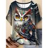 Modisches Damen Rundhals Kurzarm 3D Tier Farbdruck Tier Kurzarm Rundhals T-Shirt