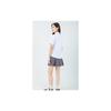 [Sharphon] Women's School Shirt, Short Sleeve, Pointed Collar, Plain Cotton Shirt, Top with Pocket