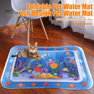 Podložka se senzorem vody pro kočky Zahuštěná podložka se senzorem vody s rybím vzorem Nafukovací chladící podložka Comfort Summer Pet Water Pad