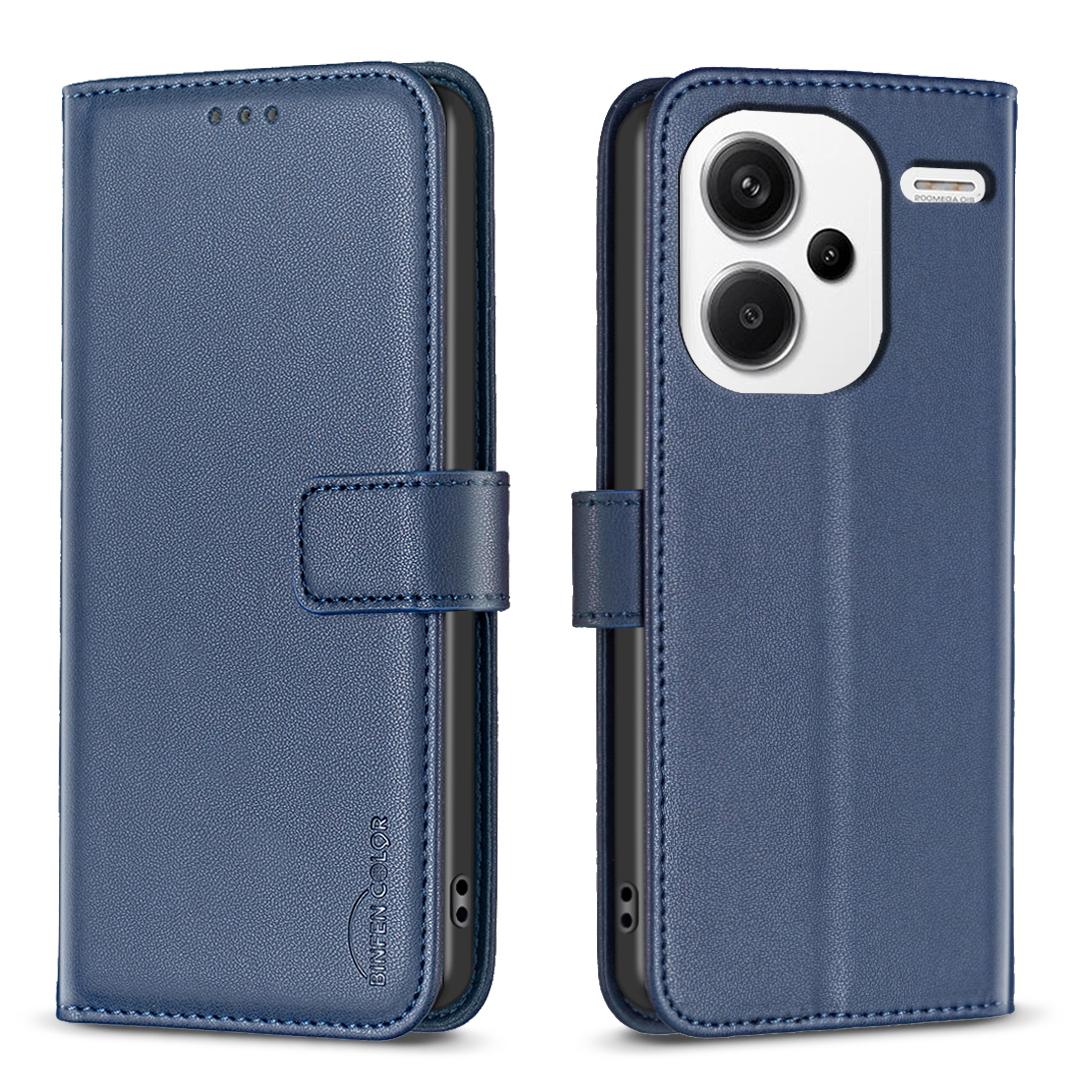 

BINFEN COLOR BF17 For Xiaomi Redmi Note 13 Pro+ 5G Case PU Leather Wallet Cover Blue