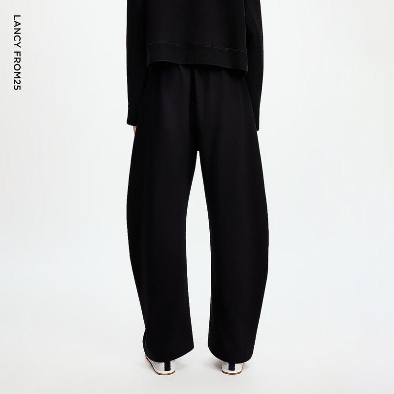 Langzi Women's Black Scimitar Wide-Leg Drawstring Pants