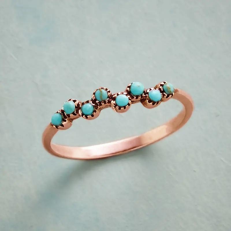

Huitan Irregular Imitation Turquoise Vintage Women Rings Metal Blue Bead Chic Y2K Girls Accessories Hot Trendy Drop Ship 9