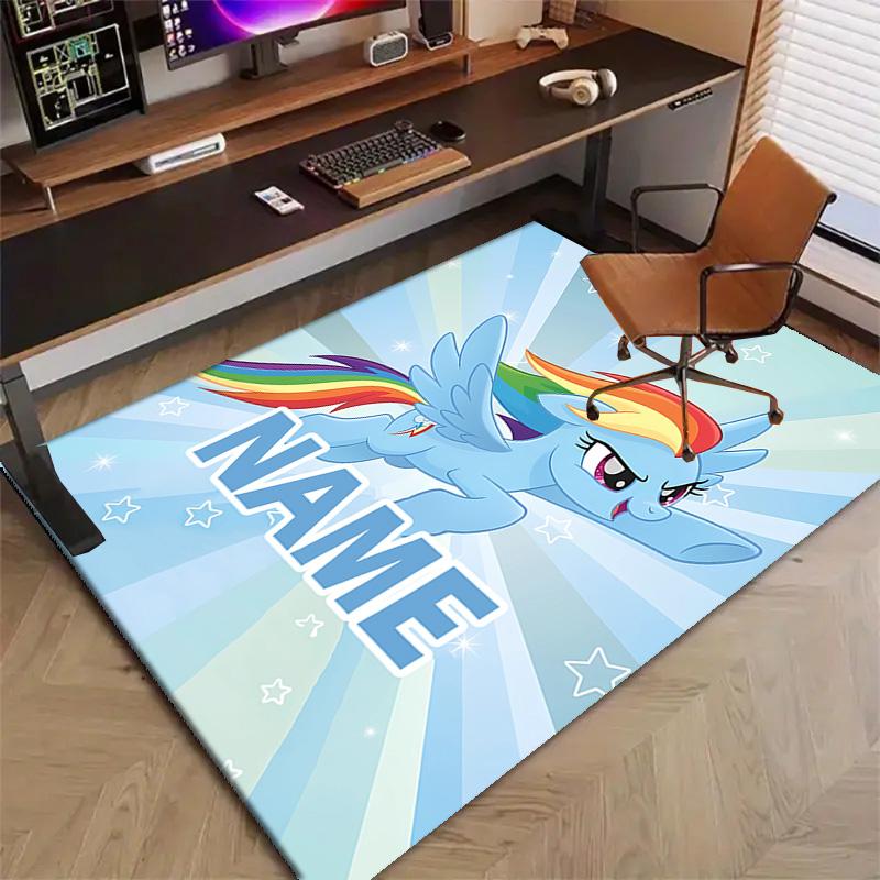 Custom My Little Pony Mat Personalized Name, Polyester Washable Indoor Entryway Rug, Gift for Christmas, Easter, Thanksgiving Day