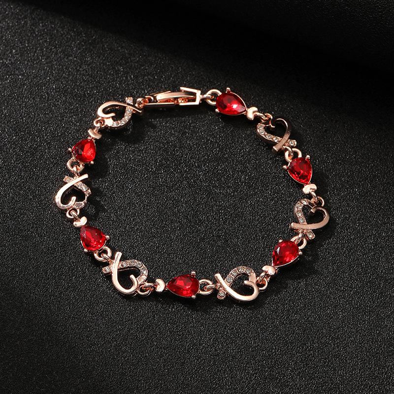 Love Fashion Hand Ornament Openwork Air Quality Flower Diamond Lady Bracelet Alloy Heart Bracelet Women