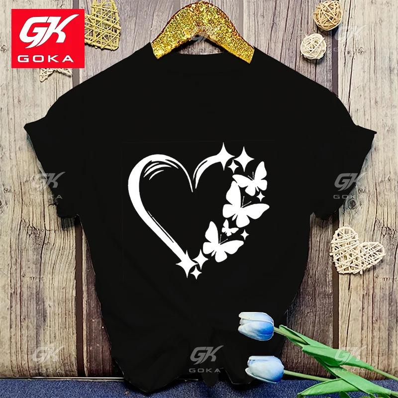 

New Butterfly Love Graphic Print Cottn T Shirts Women Fashion Round NeckTee Shirt Streetwear Casualharajuku Tops Unisex T Shirt 4XL