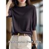 Round Neck Mid-Sleeve Knit Shirt for Women, New Summer Style, Retro Elegant Loose Plus-Size Top, Five-Quarter Sleeve T-Shirt, Base Shirt