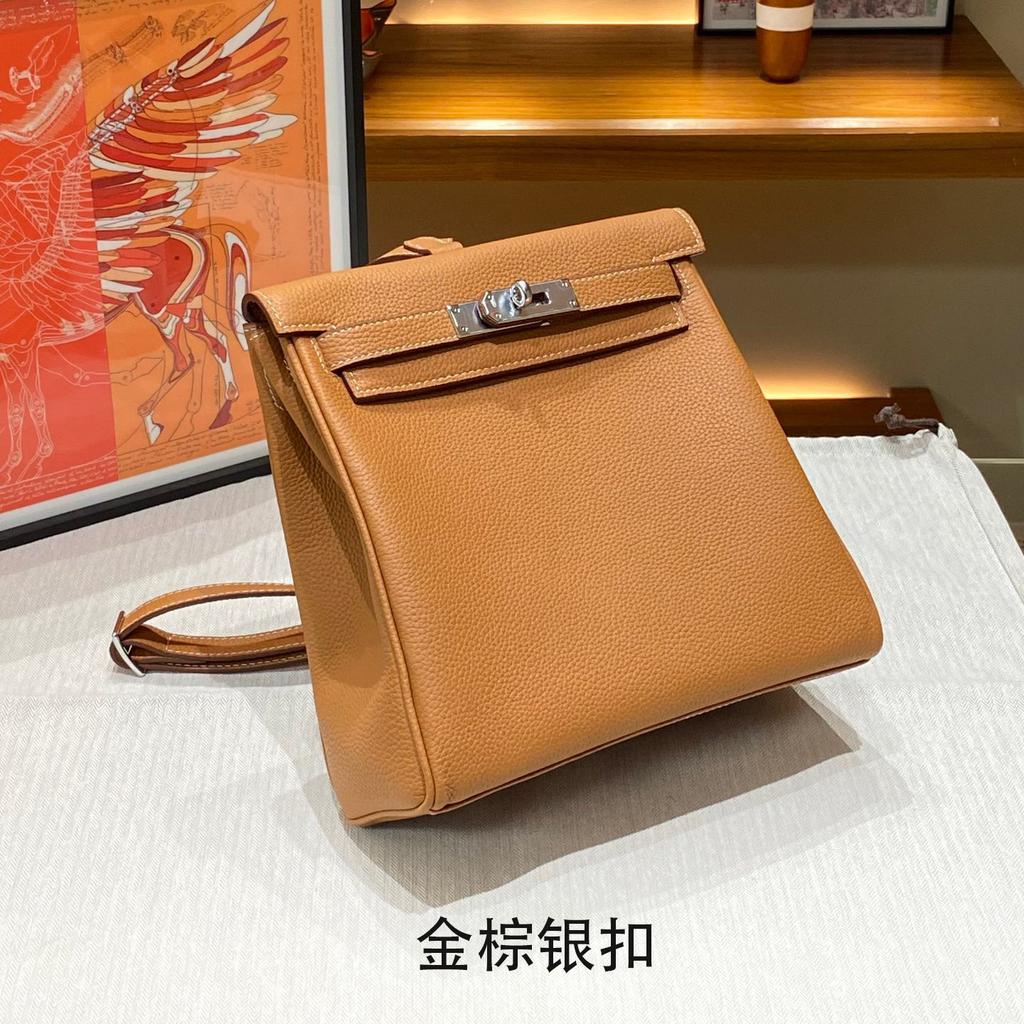 New In Autumn and Winter, Backpack First Layer TOGO Cowhide Lychee Pattern Kelli Bag Fashionable Versatile Women's Bag
