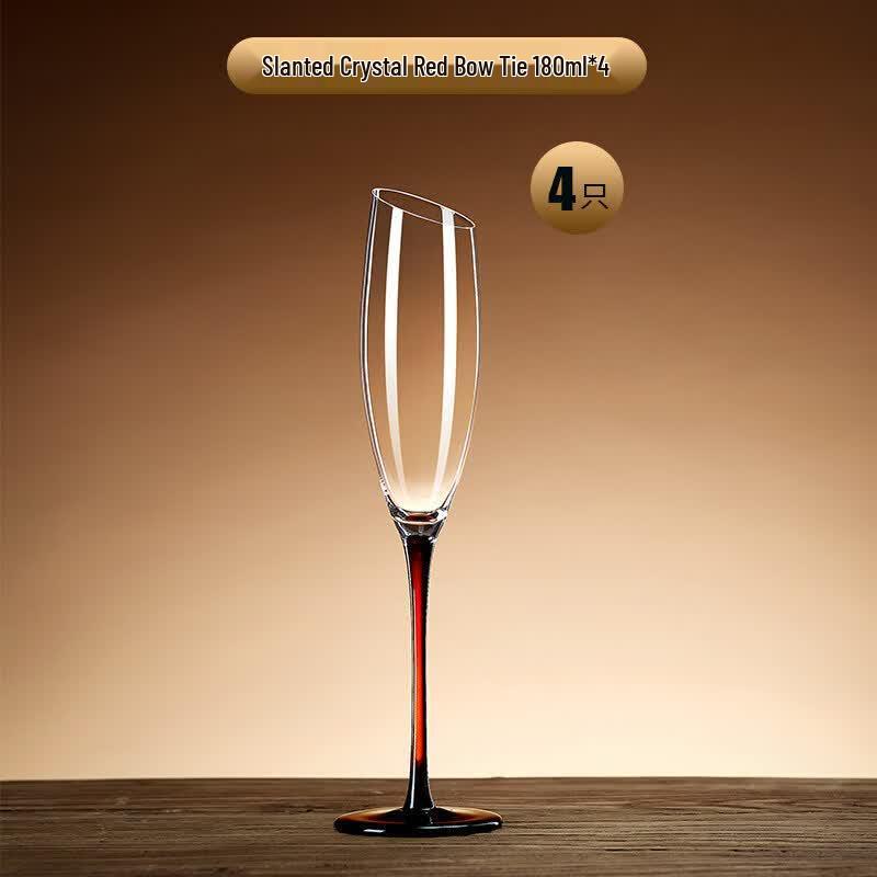European Style Handmade Crystal Champagne Flutes, 6-Piece Set