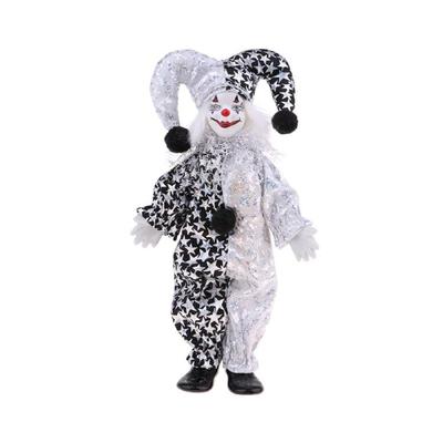Nostalgic Clown Figure Doll with Handpainted Face Poseable Design for Halloween Christmas Carnivals Room Decoration