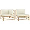 Garden Furniture Set - vidaXL - 2 Pcs - Bamboo - Cream White Cushions - Contemporary