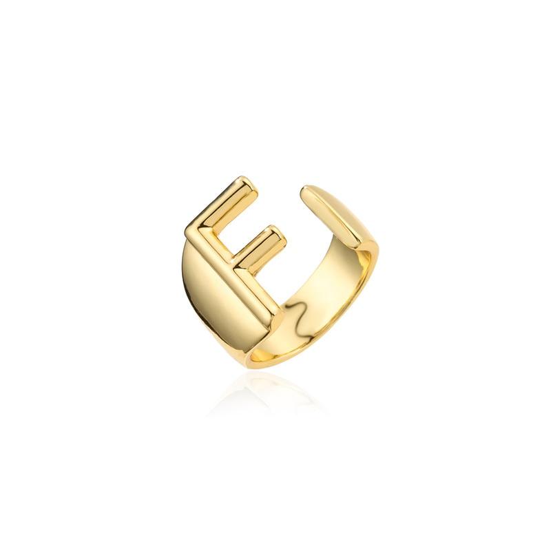 Thumbs Huecos A-z Letras Metal Dorado Anillo De Apertura Thumbs Huecos A-z Letras Metal Dorado Anillo De Apertura