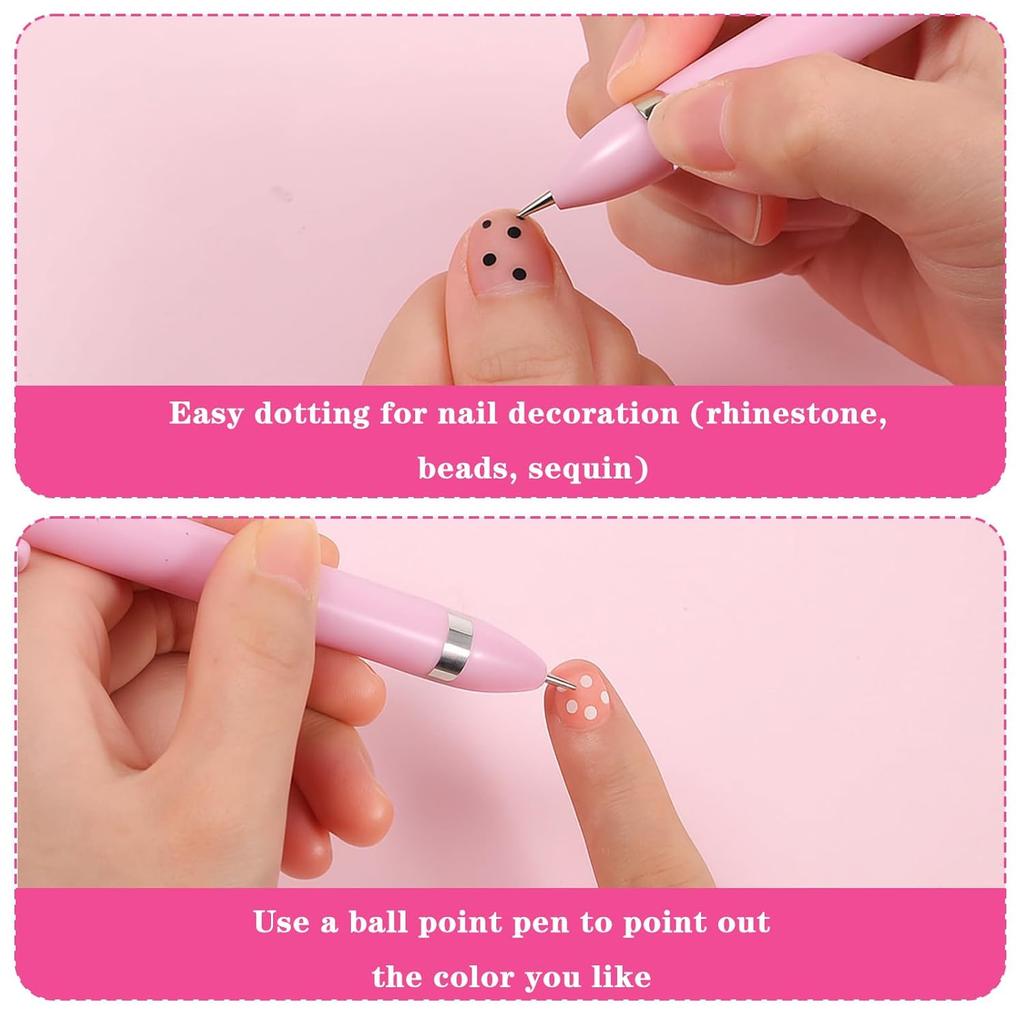 4-in-1 Nail Dotting Pen, 4-Size Ballpoint Design Dotting Tools for Nail Art Manicure Art Tools with Dot Paint Tips for Painting Sculpting Rhinestones