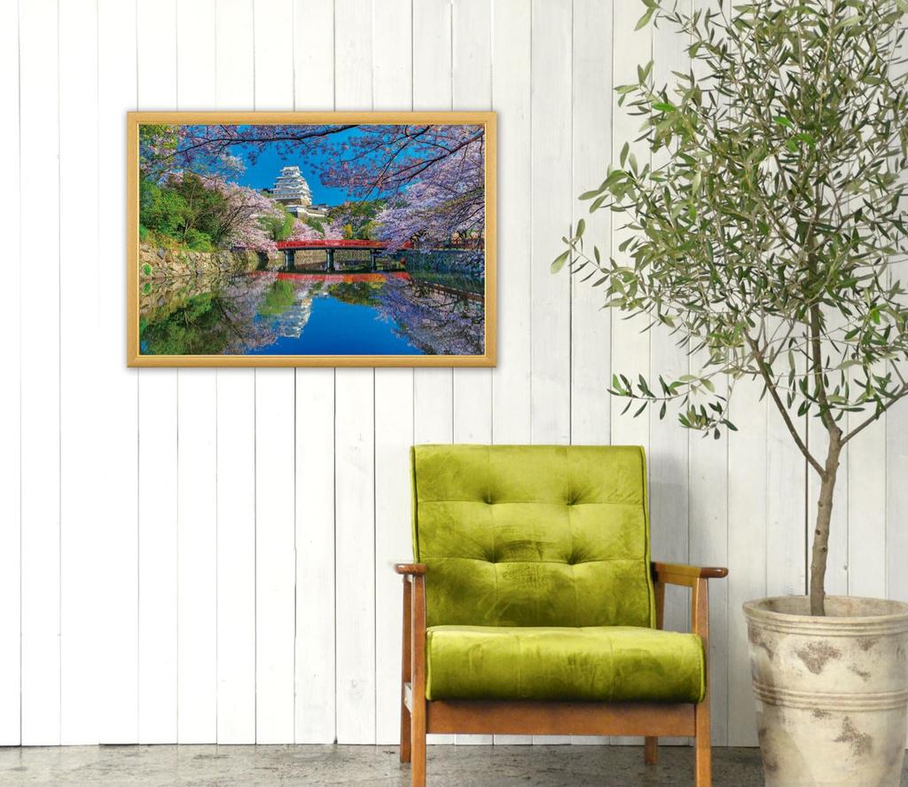 APPLEONE 1000-833 Hrad Himedži s třešňovými květy, 1000dílné puzzle (75 x 50 cm), Vyrobeno v Japonsku