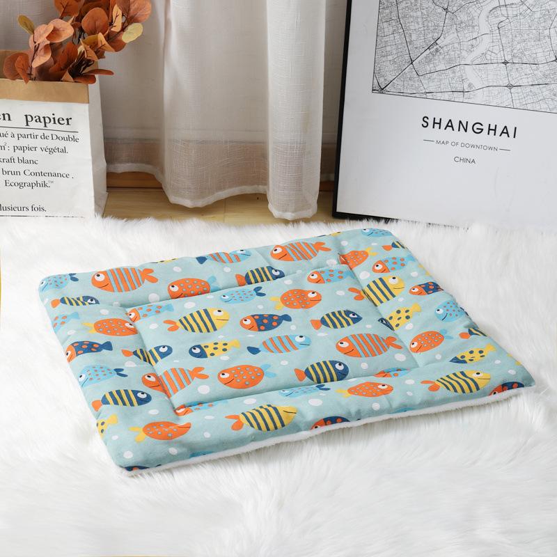 

Коврик для домашних животных из хлопка и льна из овчины, коврик для собак, пригодный для использования в любое время года, одеяло для домашних животных, коврик для кошек S