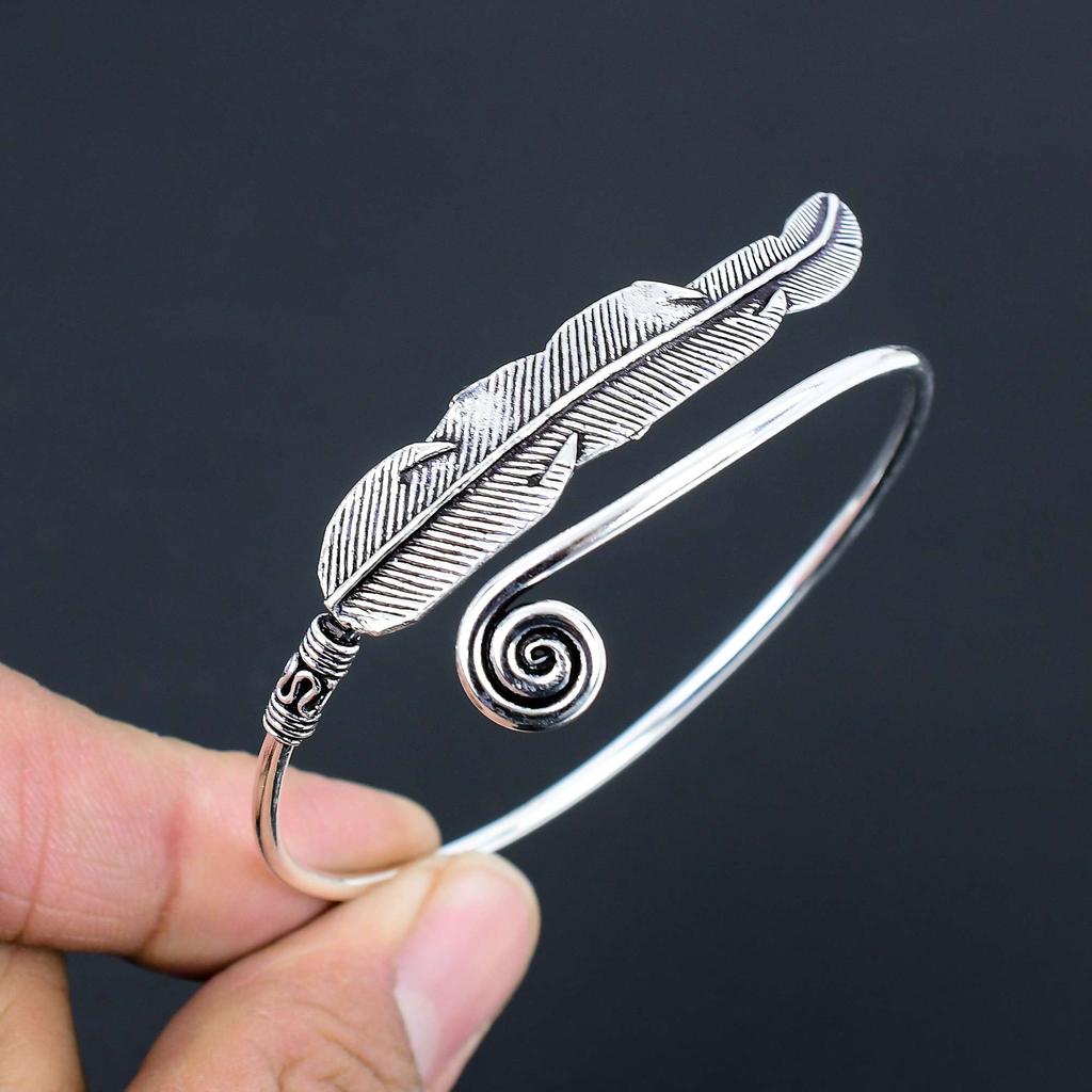 Leaf Vintage Gemstone Bangles 925 Sterling Silver Bangle Jewelry Gift For Unisex LG-147