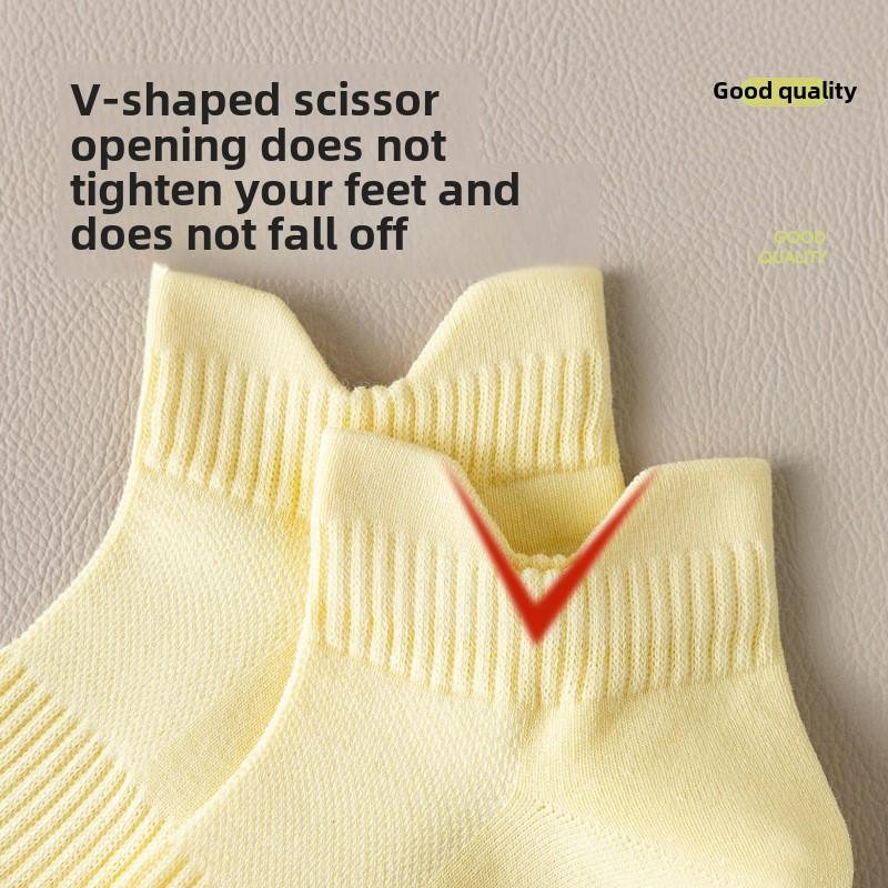 5 Pairs of Women's Summer Thin 7A Antibacterial Deodorant with Solid Color Breathable Socks