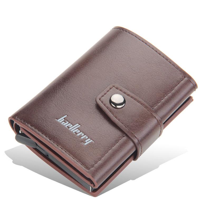 Baellerry Men Business Credit Card Holder RFID Aluminium Box Bank Card Holders Vintage Design Wallet with Money Clips