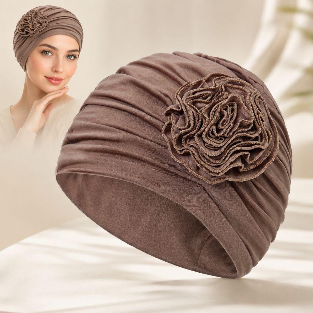 Einfache doppellagige Kopftuchmütze Faltbar Bequeme Stoffe Chemotherapie Kopfbedeckung Mütze Elastizität 3D Blumen Stirnbandmütze Für Frauen