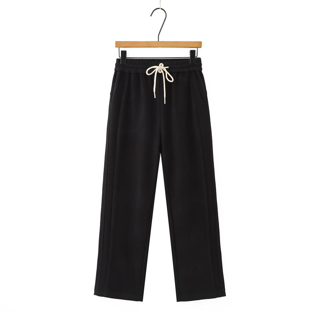2026 Spring Plus Size High Waist Elastic Knit Pants for Women - Straight Leg, Versatile & Casual